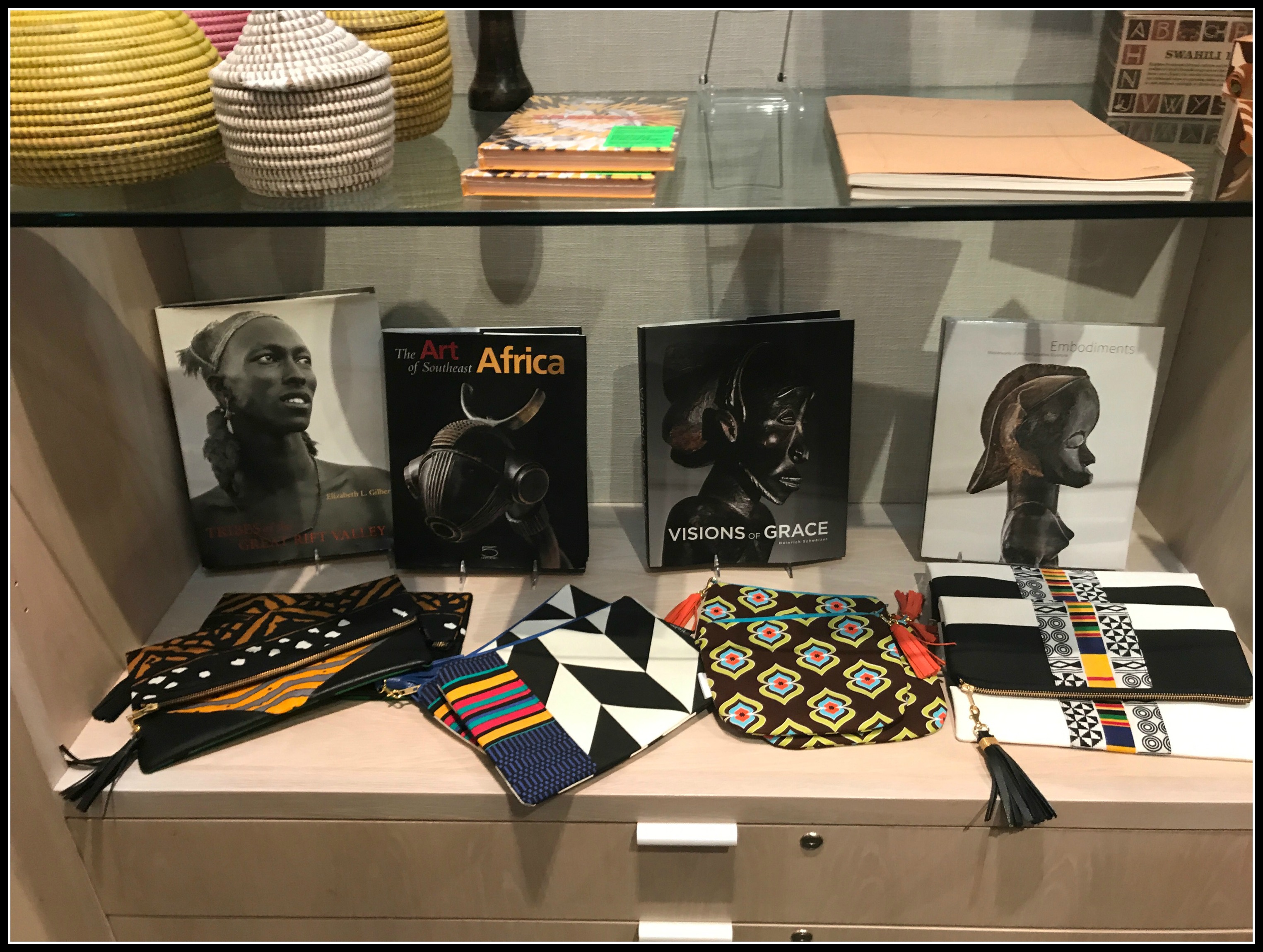 Brooklyn Museum Boostore; African-inspired fold-over clutches and pouches