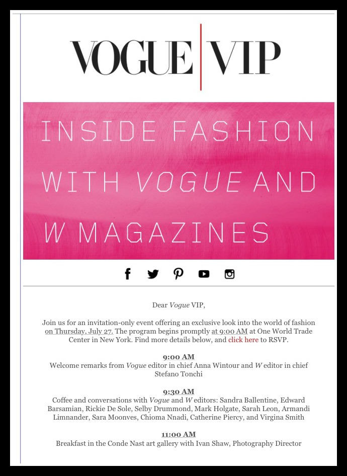 Vogue VIP Membership; Anna WIntour