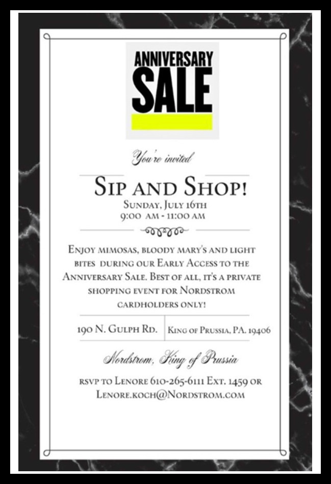 Sip and Shop Brunch; Nordstrom Anniversary Sale King of Prussia