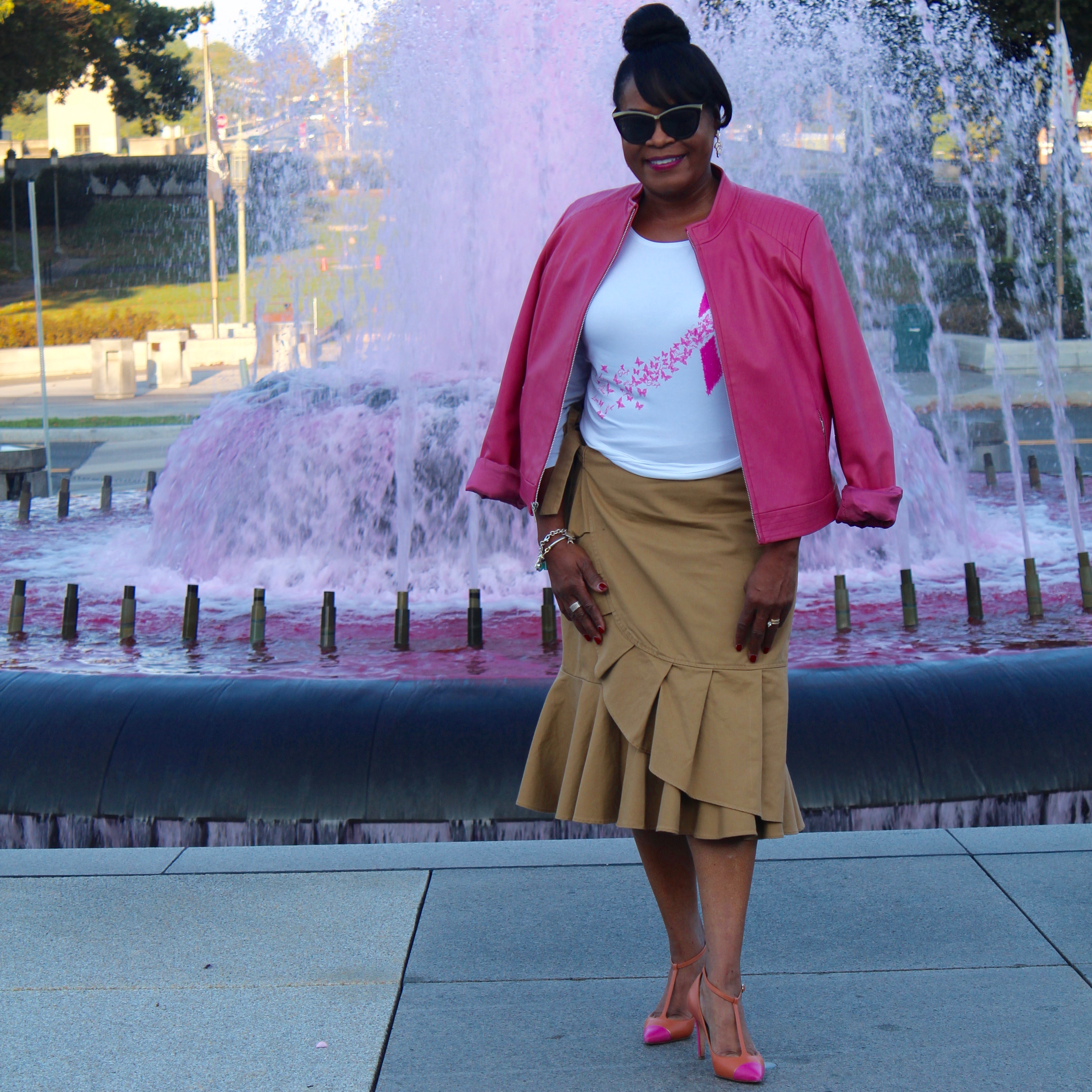Breast Cancer Awareness; Pink Fountain at State Capital of PA; Chico's Ribbon of Hope Tee