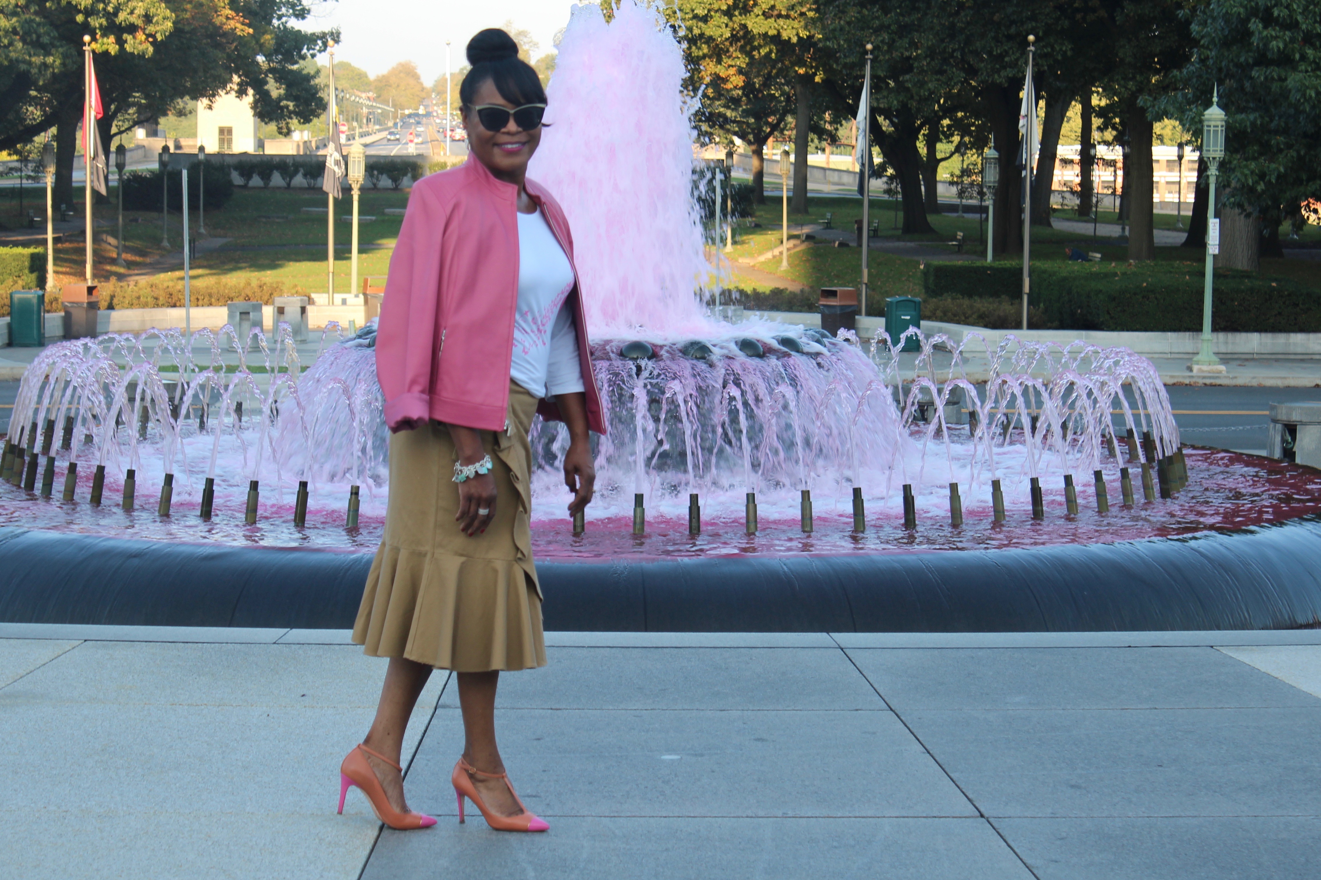 Breast Cancer Awareness; Fountain with Pink Water at Hbg State Capital