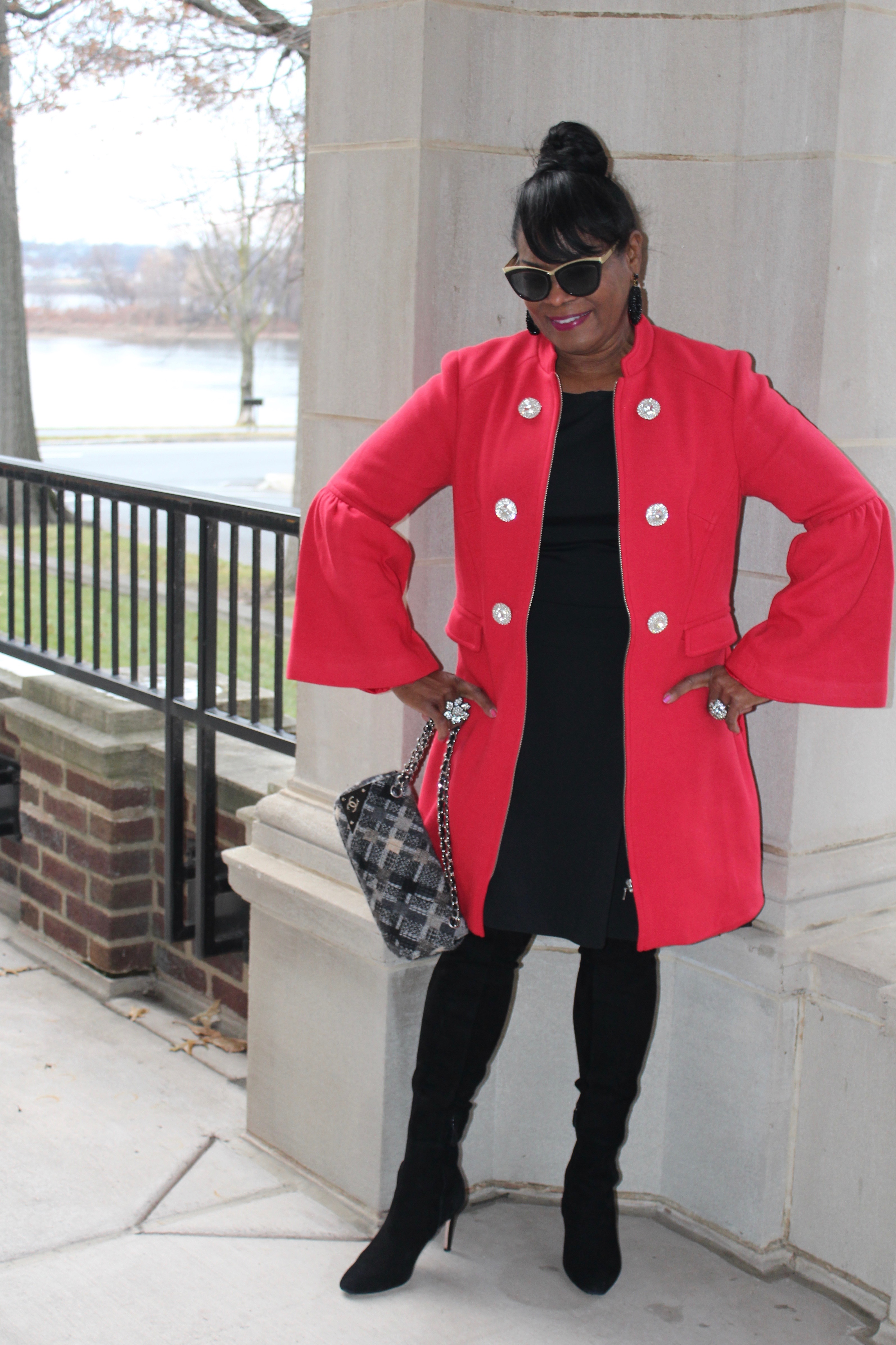 Birabiro Jewelry Trunk SHow; Macy's INC International Concepts Embellished Button Ponte Red Coat; Merry & Bright