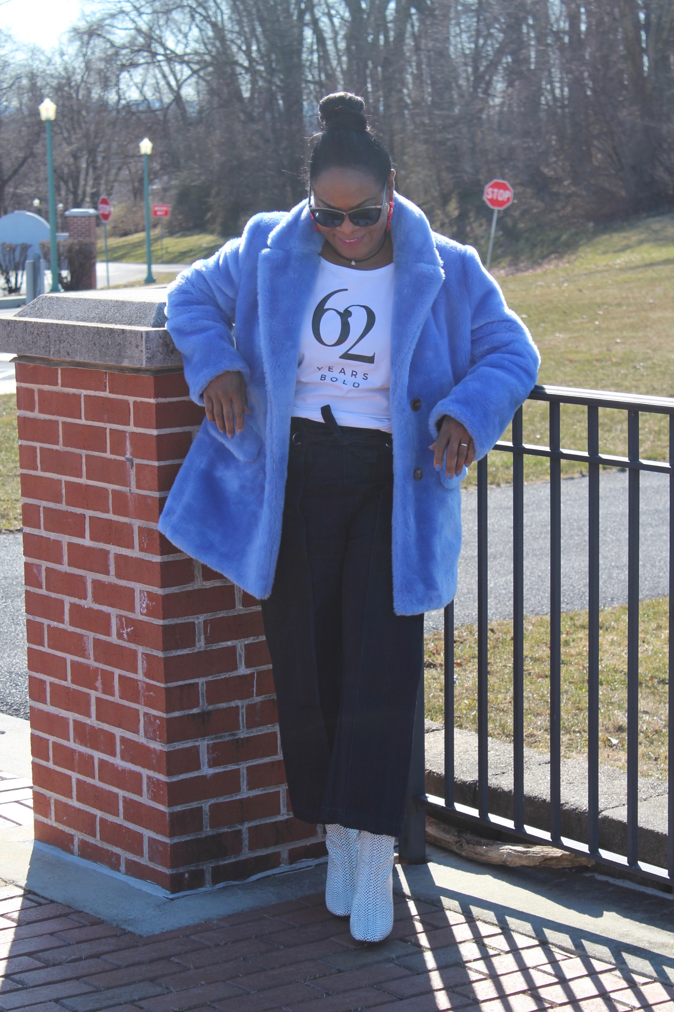 Bold J. Crew Blue Faux Fur Jacket; Forever Fierce and Bold