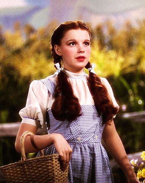 Dorothy in the 1939 Wizard of Oz wearing gingham