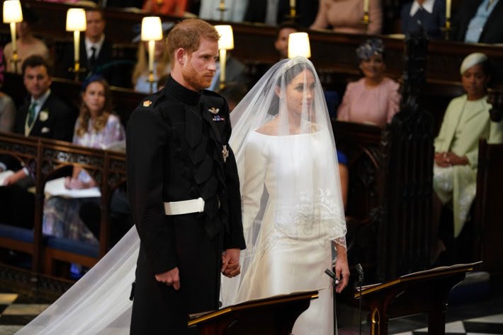 Meghan Markel and Prince Harry at Windsor Castle's St. George's Chapel.