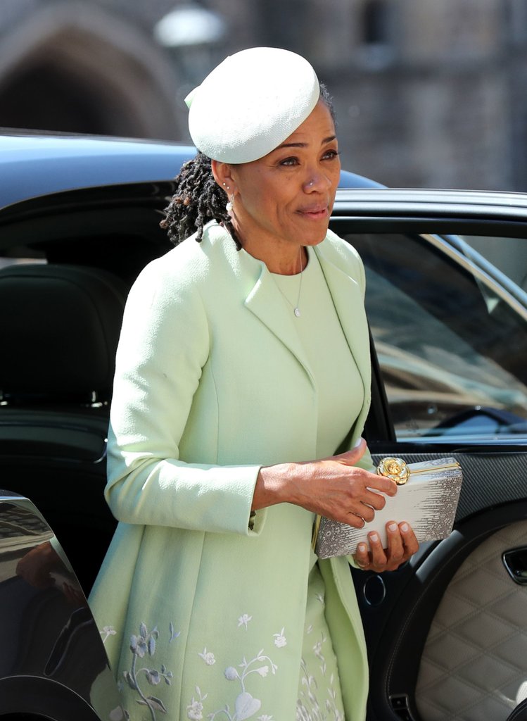 Doria Ragland wearing mint Oscar del a Renta