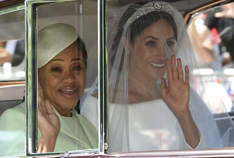 Meghan and Doria riding in Rolls Royce