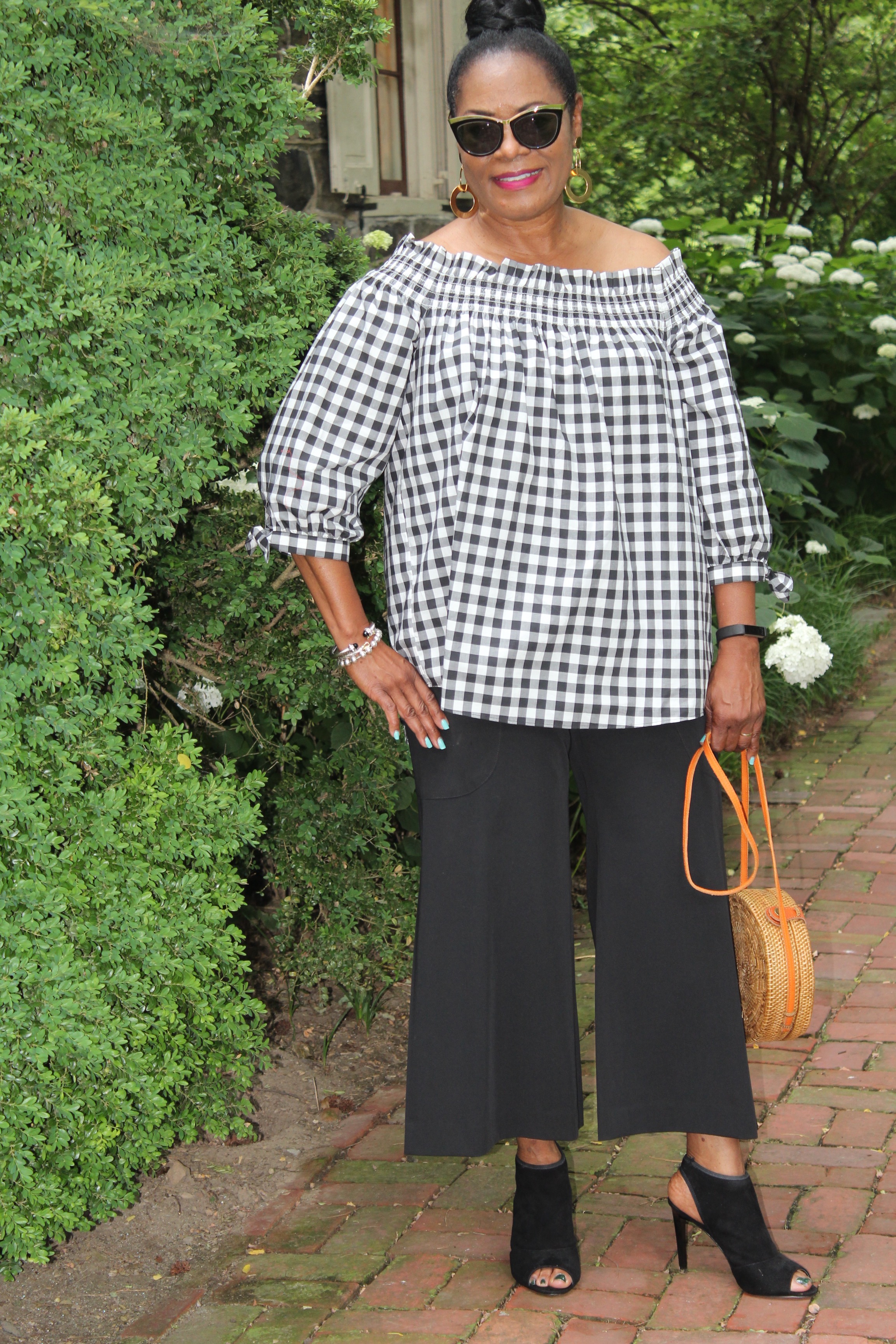 Kate Spade Off the Shoulder Gingham Top